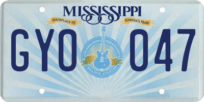 MS license plate GYO047