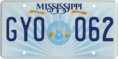 MS license plate GYO062