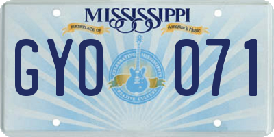 MS license plate GYO071