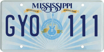MS license plate GYO111