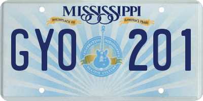 MS license plate GYO201