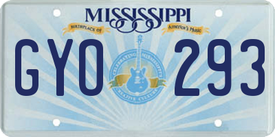 MS license plate GYO293