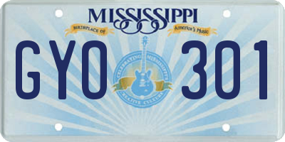 MS license plate GYO301