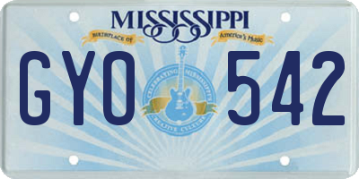 MS license plate GYO542
