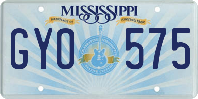 MS license plate GYO575