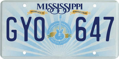 MS license plate GYO647