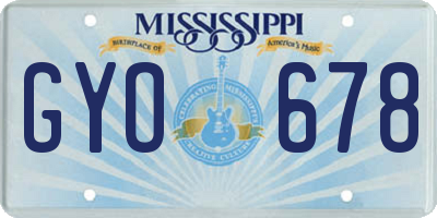 MS license plate GYO678