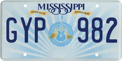 MS license plate GYP982