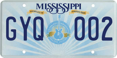 MS license plate GYQ002