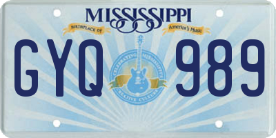 MS license plate GYQ989