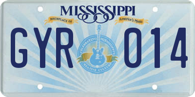 MS license plate GYR014