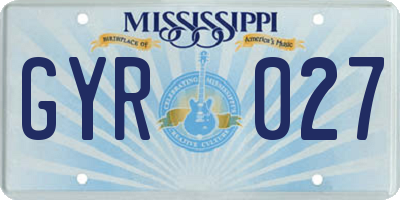MS license plate GYR027