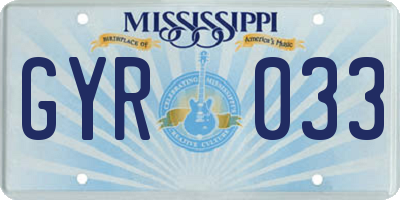 MS license plate GYR033