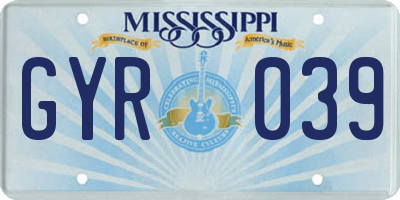 MS license plate GYR039
