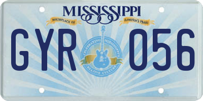 MS license plate GYR056