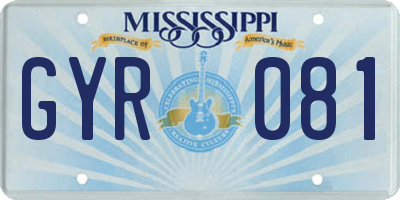 MS license plate GYR081