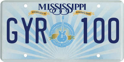 MS license plate GYR100
