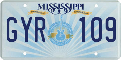 MS license plate GYR109
