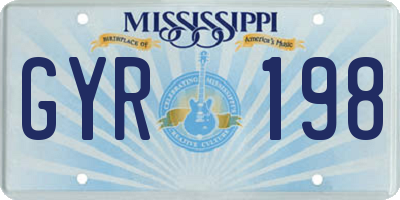 MS license plate GYR198
