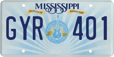 MS license plate GYR401
