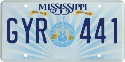 MS license plate GYR441