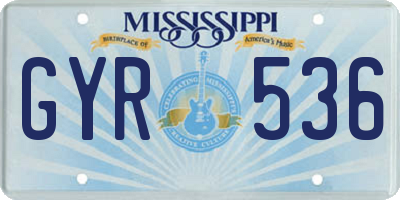 MS license plate GYR536