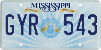 MS license plate GYR543