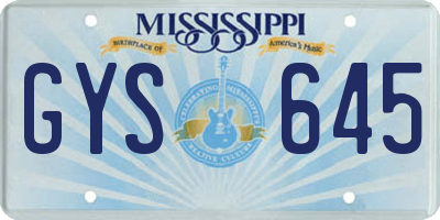 MS license plate GYS645