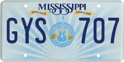 MS license plate GYS707