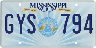 MS license plate GYS794