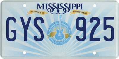 MS license plate GYS925