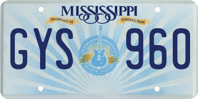 MS license plate GYS960