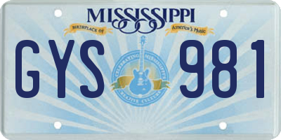 MS license plate GYS981
