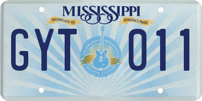 MS license plate GYT011