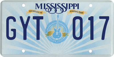 MS license plate GYT017
