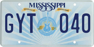 MS license plate GYT040