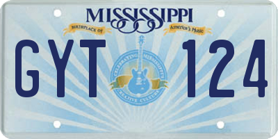 MS license plate GYT124
