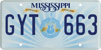 MS license plate GYT663