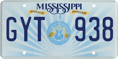 MS license plate GYT938