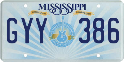 MS license plate GYY386