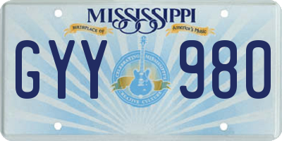 MS license plate GYY980