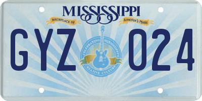 MS license plate GYZ024