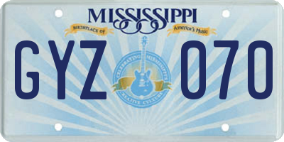 MS license plate GYZ070