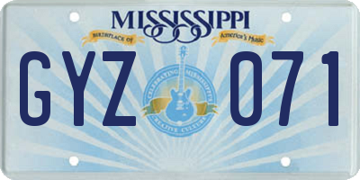 MS license plate GYZ071