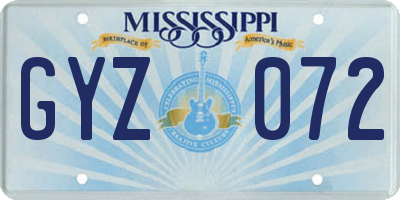MS license plate GYZ072