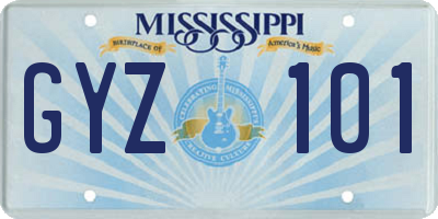 MS license plate GYZ101
