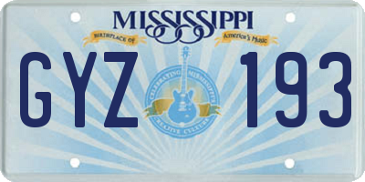 MS license plate GYZ193