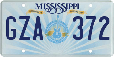 MS license plate GZA372