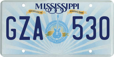 MS license plate GZA530