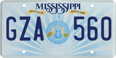 MS license plate GZA560